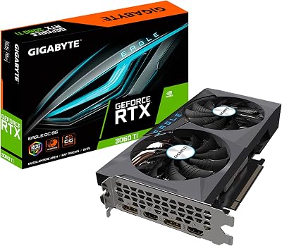 GIGABYTE GeForce RTX 3060 Ti Eagle OC 8G REV2.0 Graphics Card, 2X WINDFORCE Fans, LHR, 8GB 256-bit GDDR6, GV-N306TEAGLE OC-8GD REV2.0 Video Card Renewed