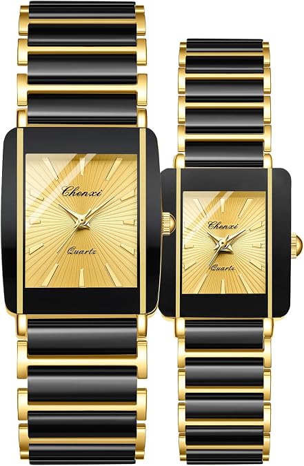 Gosasa Vintage Couple Watches Square Quartz Ceremic Wristwatch