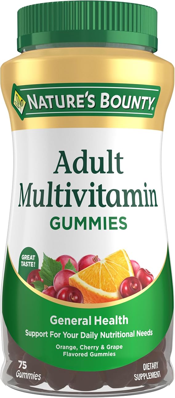 Nature's Bounty Adult Multivitamin Gummies, Orange, Cherry & Grape, 75 Ct
