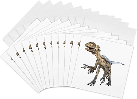 3dRose Greeting Cards - Deinonychus Running to the Front and Right - 12 Pack - Graphics Dinosaur