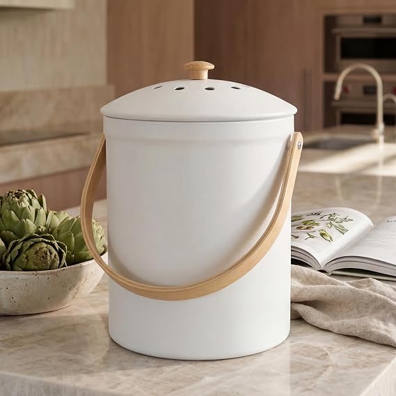 Beautiful Kitchen Compost Bin with Smell Proof Lid for Your Countertop
