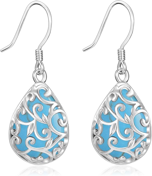 Filigree/Star Moon Sun/Birthstone Infinity/Turquoise/Moonstone/Moon Phase/Evil Eye Earrings for Women Irish Jewelry 925 Sterling Silver Dangle Earrings Earrings Gifts for Women Wife