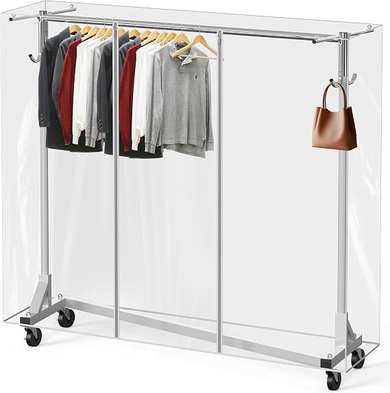Simple Houseware Industrial Grade Z-Base Garment Rack w/Cover Tube Bracket