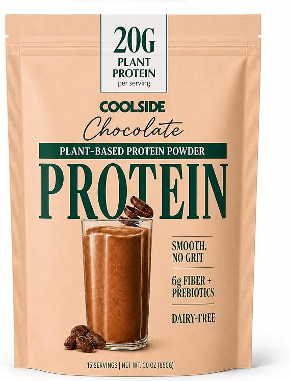 Coolside Clean Plant-Based Protein Powder, Probiotics | Chocolate | 15 Serv