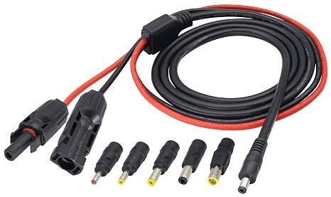 16AWG MC4 to DC Cable Solar Panel to DC 5.5mm x 2.1mm Male Adapter Charge Cable with DC 3.5x1.35mm, DC 4.0mmx1.7mm,DC 5.5mmx2.5mm,6.5x3mm and DC8mm Converter for Solar Panel [1.5m/5ft]