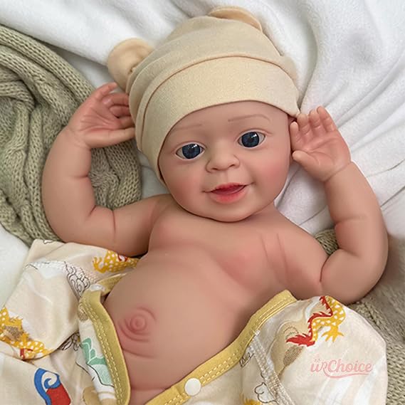 18inch Full Body Silicone Baby Boy Doll Big Blue Eyes