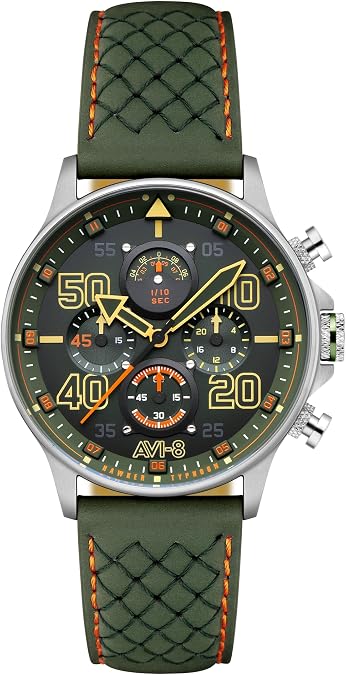 AVI-8 Men's 42mm Hawker Typhoon Rb396 Sheila Chronograph Limited Edition Watch with Leather Strap AV-4093