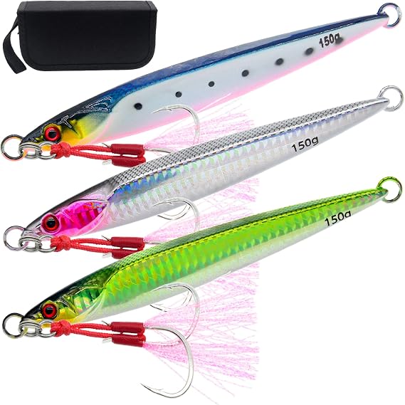 3pcs Saltwater Vertical Fishing Jigs Metal Jigging Spoon