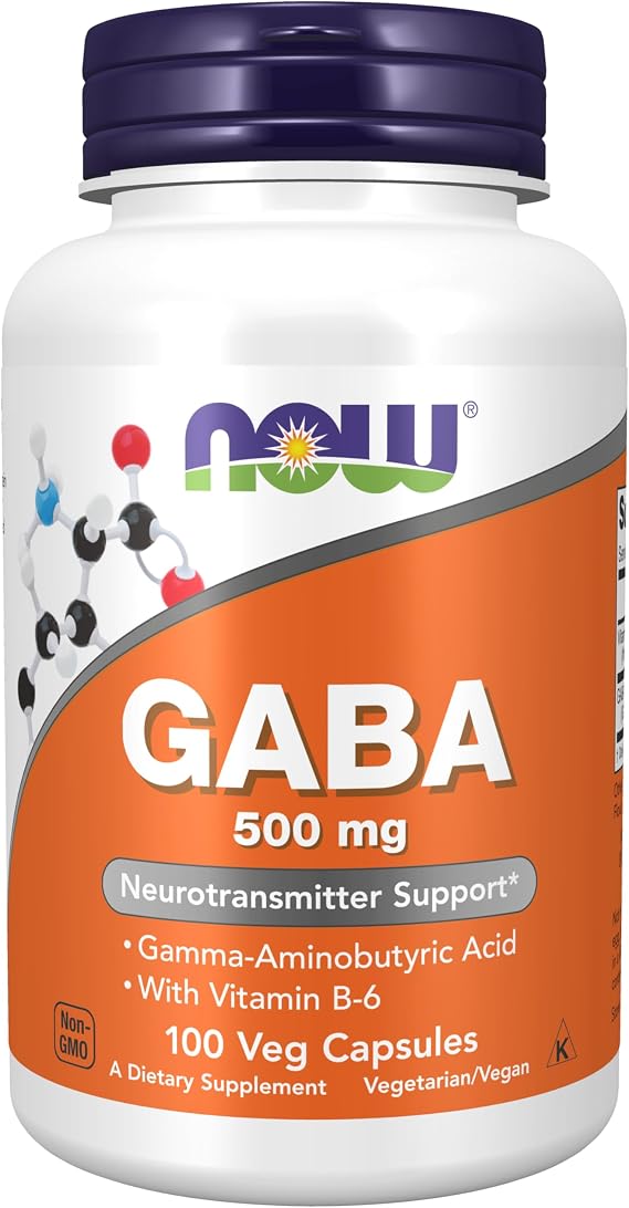 NOW Supplements, GABA 500 mg + B-6, Cognitive Support*, 100 Veg Caps