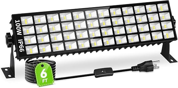 100W LED Shop Light, 14000LM 6000K Plug in Garage Light IP66 Waterproof | 6FT Power Cord, IP66, Work Bench Lighting for Garage, Workshop, Warehouse, Outdoor, Yard, Garden