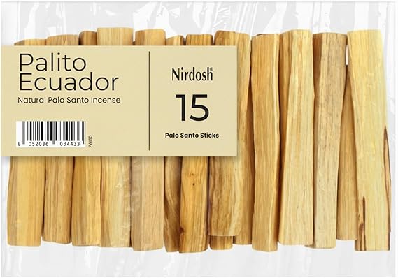 NIRDOSH PALITO - Palo Santo Sticks 100% Natural Wood from Ecuador 15 Sticks (1.62 oz) Yoga and Meditation - Bursera Graveolens