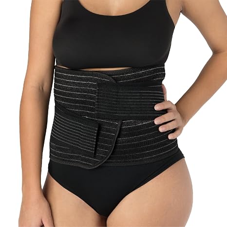 UpSpring Shrinkx Belly Charcoal Postpartum Belly Wrap, Adjustable Postpartum Belly Band to Support, Slim and Smooth After Baby (Charcoal Gray, Small/Medium)