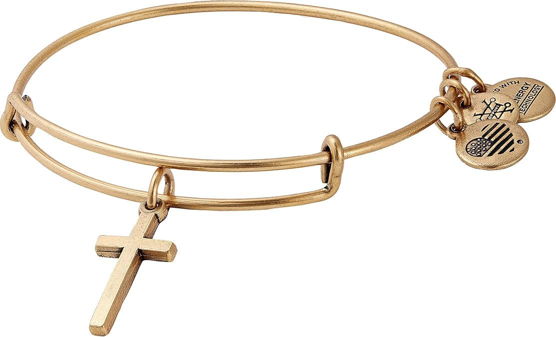 Alex and ANI Divine Guides Expandable Bangle Bracelet for Women, Cross Charm, 2 to 3.5 in