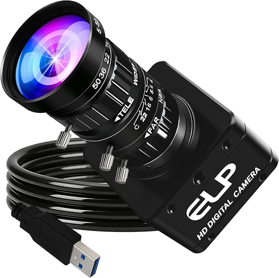 4K 60fps USB Camera, 5-50mm 10X Manual Zoom Telephoto USB3.0/2.0 Webcam