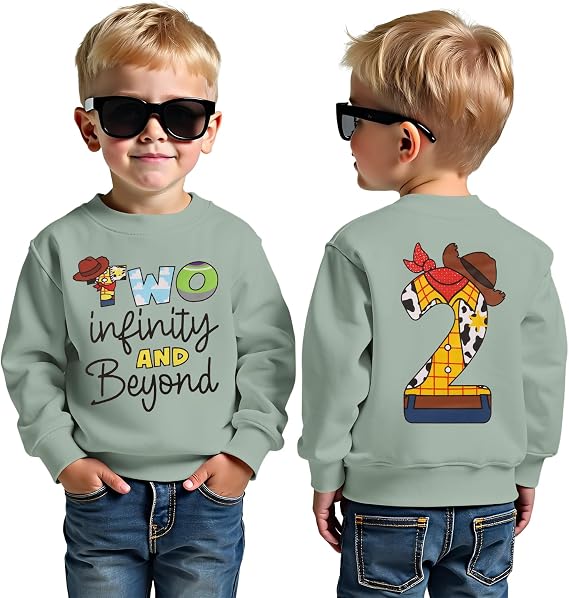 KEKEMI Birthday Boy Sweatshirt 2T Boys Cartoon Graphic Birthday Outfit Two Years Old Boy Long Sleeve Shirt Bday Party Clothes