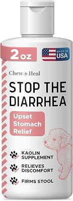 Chew  Heal Labs Anti Diarrhea for Dogs 2oz - Fast Relief Liquid Dog Diarrhea Supplement with Kaolin Pectin Formula - Effective Diarrhea Treatment and Dog Health Upset Stomach Supplement