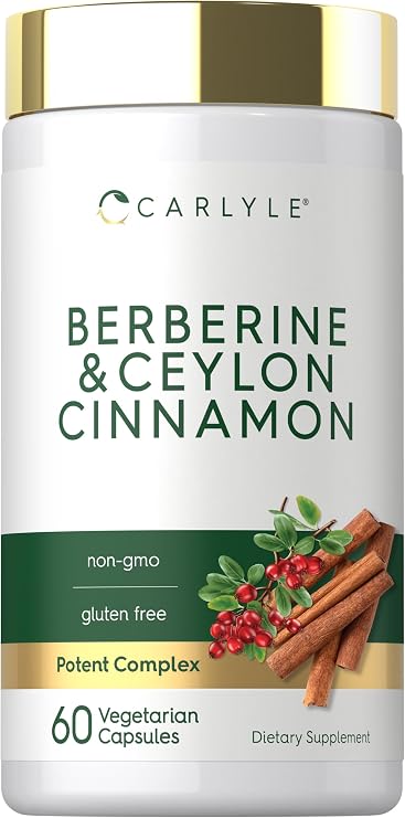 Carlyle Berberine with Ceylon Cinnamon | 60 Capsules | Vegetarian, Non-GMO, Gluten Free