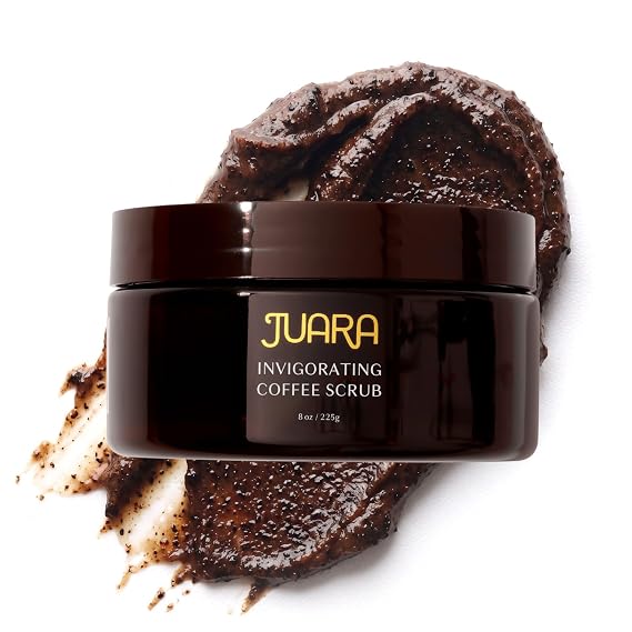 JUARA Invigorating Coffee Scrub - Exfoliating Body Scrub with Sumatra Coffee Beans & Rice Protein - Sulfate-Free Body Exfoliator for Smooth Skin, Indonesian Jamu Formula, 8 oz