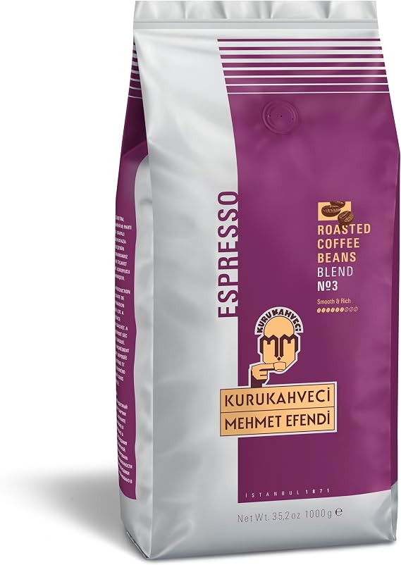 Kurukahveci Mehmet Efendi Caffe Espresso 1000 gr Çekirdek Roasted Blend No 3