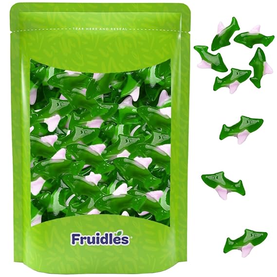 Fruidles Blue Shark Gummi Candy, Assorted Fruit Flavors Gummies, Allergy Friendly, Non-GMO, No Artificial Sweeteners Gummy (1 Pound Bag)