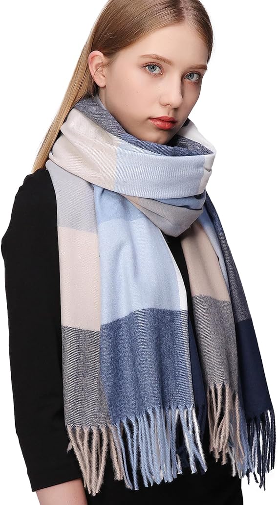 RIIQIICHY Plaid Scarf for Women Fall Winter Pashmina Scarves Wraps for Cold Weather Warm Large