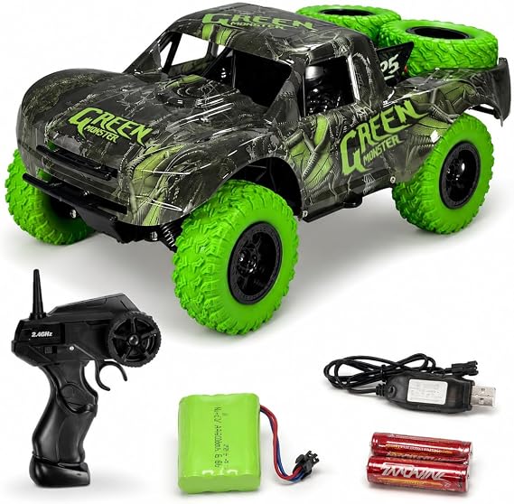 VARDEM Uzaktan Kumandalı Full Fonksiyon 2.4G Şarjlı 1:20 4WD Drift Araba Course, 20+ KM/H Hızlı Off-Road RC Araç, Büyük Dişli Lastikli, USB Şarj Kablolu Oyuncak Araba - HB-DK2001-02-03 (Yeşil)