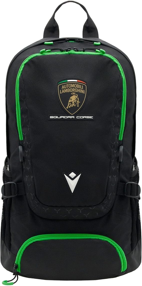 Macron Automobili Lamborghini Squadra Corse Explorer Team Backpack (Black and Green)