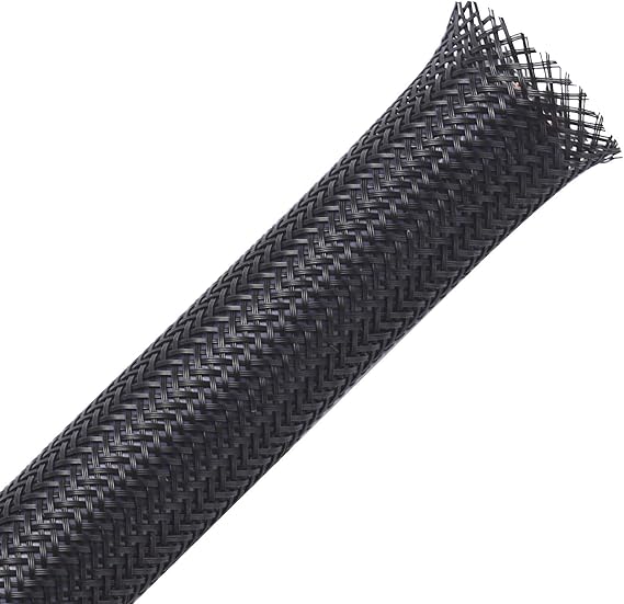 50ft - 1/4 inch & 1/2 inch PET Expandable Braided Sleeving Black Alex Tech Braided Cable Sleeve