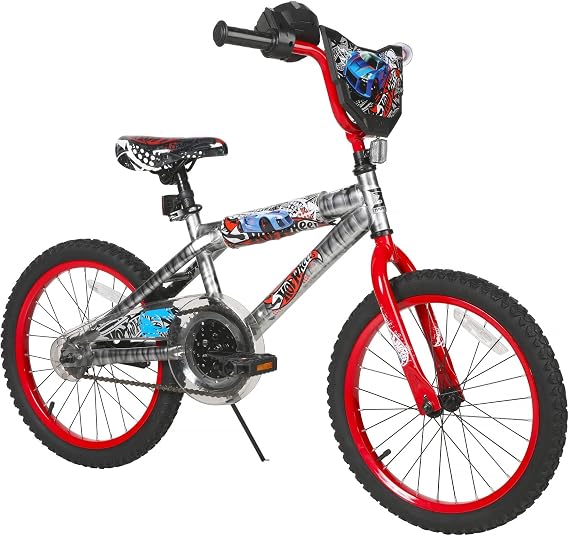 Dynacraft Hot Wheels 18-Inch Boys BMX Bike For Age 6-9 Years, Grey / Silver