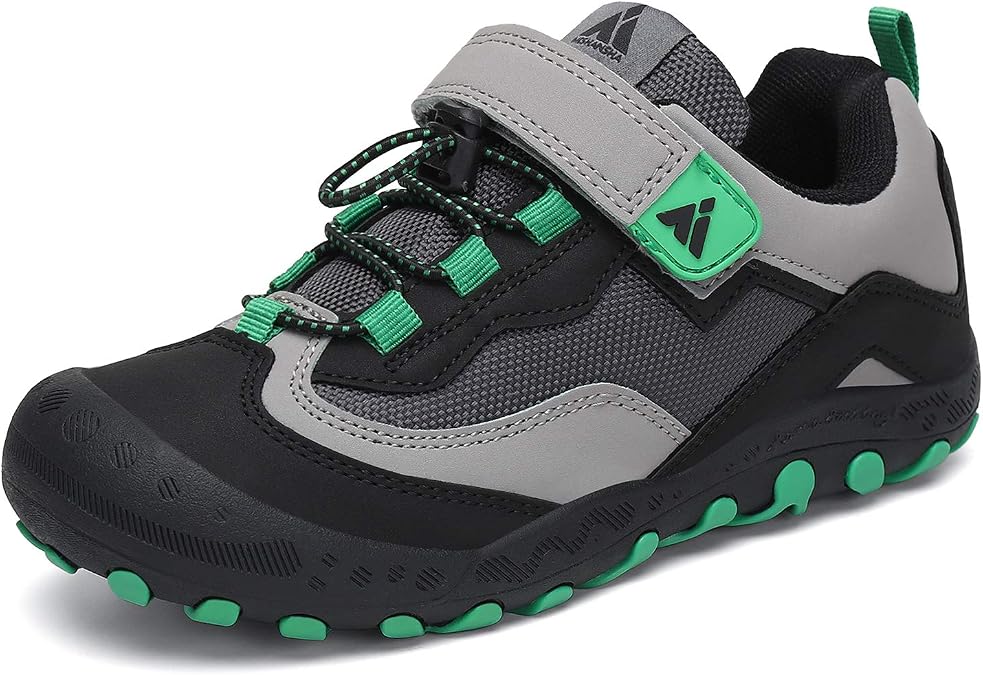 Mishansha Boys Girls Hiking Shoes Kids Low Top Sneakers | Protective Toe, Breathable Upper, Adjustable Strapes, Non-Slip Sole for Outdoor Trekking, Walking, Climbing, Running, School