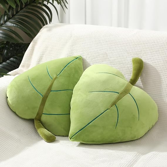 2 Pack 3D Leaf Decorative Throw Pillows Set, Leaf