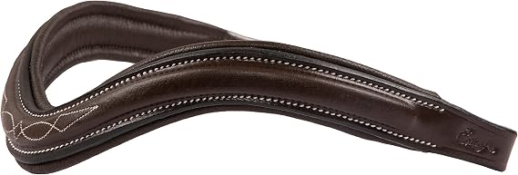 Exion Browband for English Horse Bridle- Curved Shape, Soft Leather Padded, Designer Stitched Equestrian Browband
