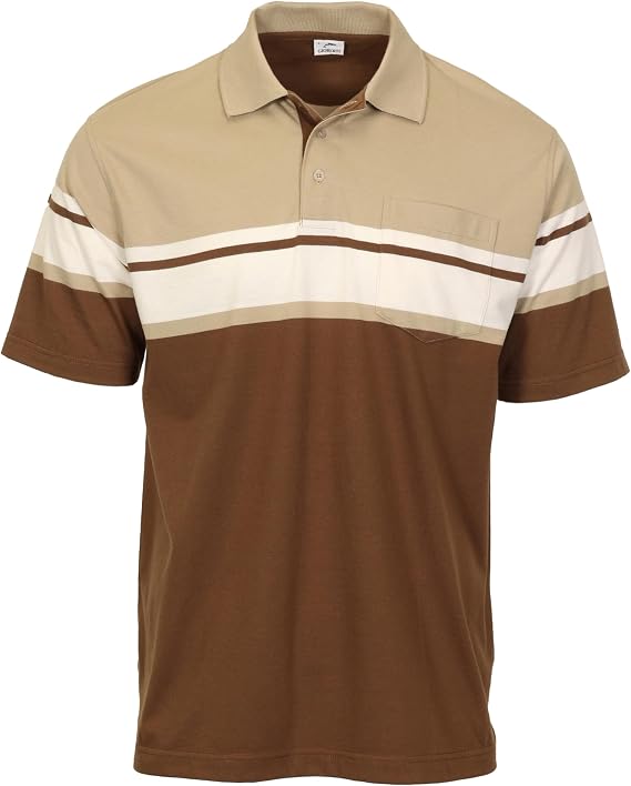 Gioberti Mens Multiple Stripe Polo Shirt with Pocket