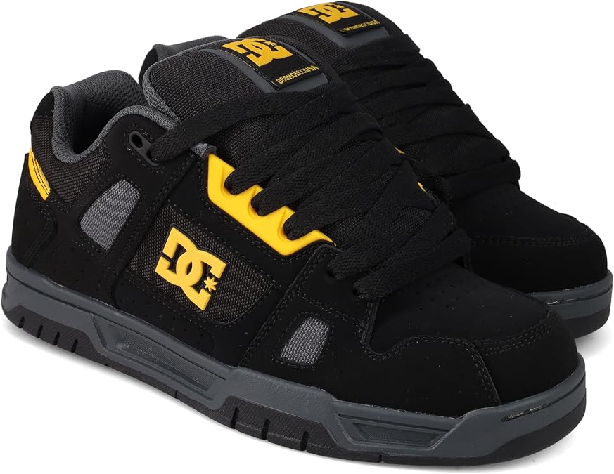 DC Shoes Men's Stag, Black/Grey/Gold, 12.5