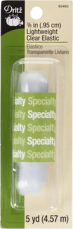 Dritz 9346C Lightweight Elastic, Clear, 3/8-Inch by 5-Yard