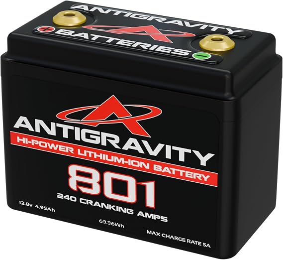 Antigravity Batteries AG-801 Small Case Lithium Starter Battery Lightweight High-Cranking Battery for Performance Motorcycles & Powersports (No BMS)