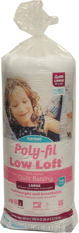Fairfield Low-Loft Bonded 90 by 108-Inch Polyester Batting, Queen