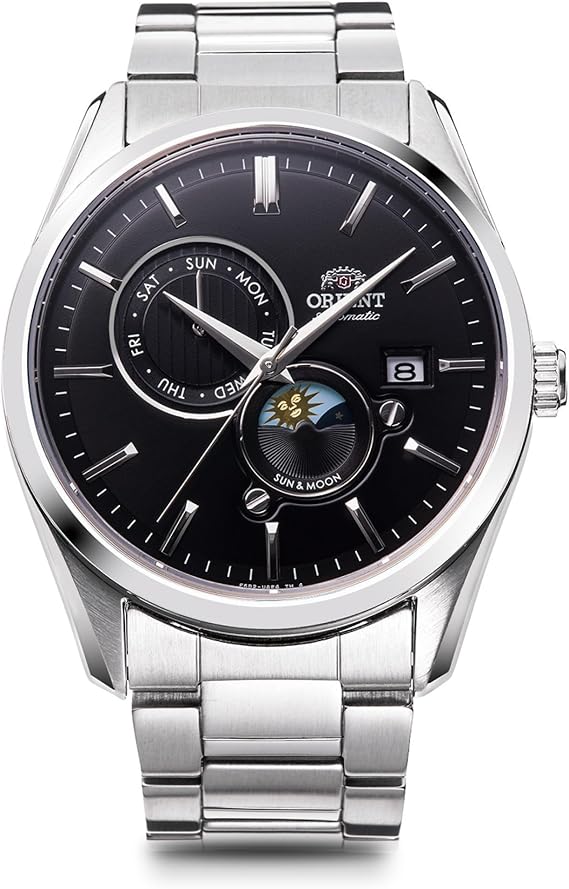 Orient Sun & Moon RN-AK0302B Automatic Watch, Mechanical, Automatic, Contemporary, Men's, Black