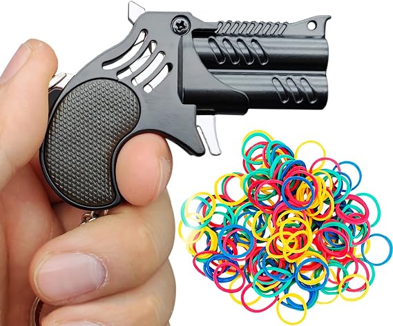 Rubber Band Gun Creative Keychains Decorative Ornaments School Bag Pendants Creative Decompression Toys (Black)