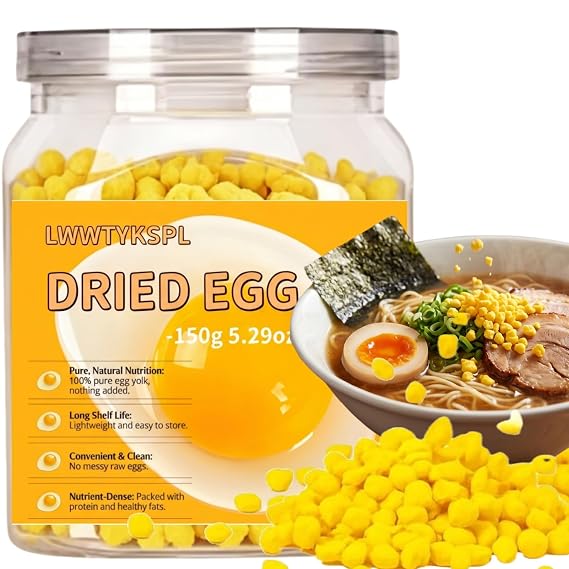 LWWTYKSPL 5.29oz Freeze Dried Eggs, Perfect for Ramen, Noodles, Soups, Camping, Emergency Food Storage