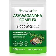 Ashwagandha Extract Softgels, 300 Softgels - with MCT Oil & Black Pepper - Herbal Supplement for Relaxation & Calm Mood