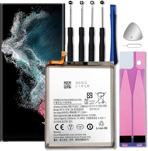 Replacement Battery for Galaxy S22 Ultra,EB-BS908ABY Battery with Tool Kits