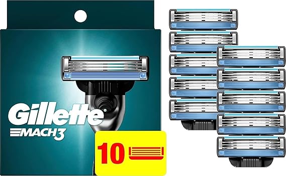 Gillette Mach3 Razor Refills for Men, 10 Razor Blade Refills