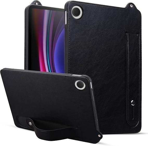 Slim Case for Samsung Galaxy Tab A9 8.7" SM-X110 X116 X118, Protective Shockproof Hand Strap Stand Lightweight Bumper Thin Case Cover for Galaxy Tab A9 8.7", Black