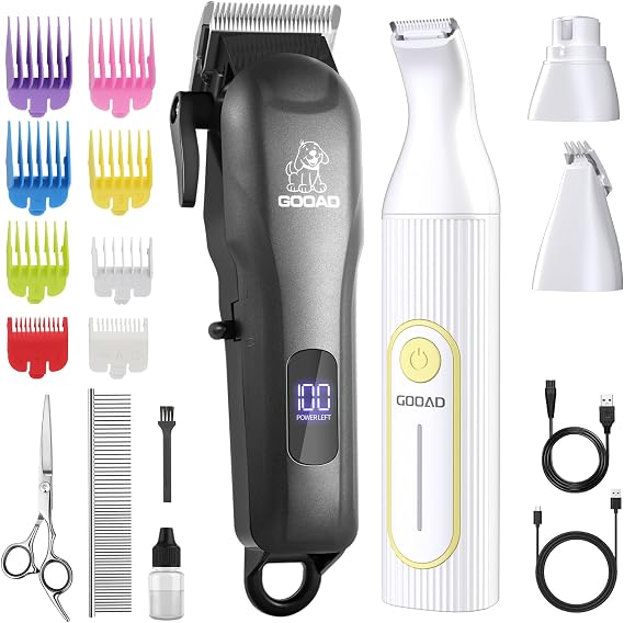 Dog Clippers Grooming Kit with Paw Trimmer for Thick/Matted/Knotted/Hair
