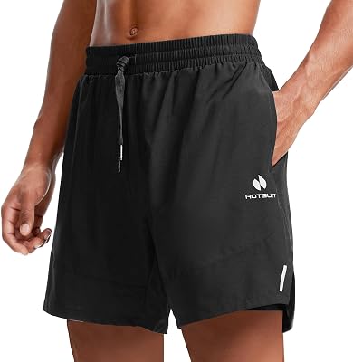 HOTSUIT Mens 2 in 1 Running Shorts 5 7 Athletic Gym Workout Quick Dry with Compression Liner & Zipper Pockets
