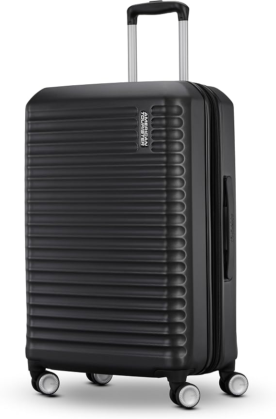 American Tourister Stratum 3.0 Medium 24-Inch Spinner, Airline Approved, Durable Hardside Luggage, Expands 1.5", RightHeightTM Adjustable Handle, Black
