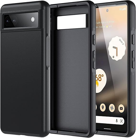 for Google Pixel 7a Case with Tempered Glass Screen Protector, Pixel 7a Case Dual Protective Layer Rugged Bumper Tough Military Cover for Google Pixel 7a, 6.1inch, Black