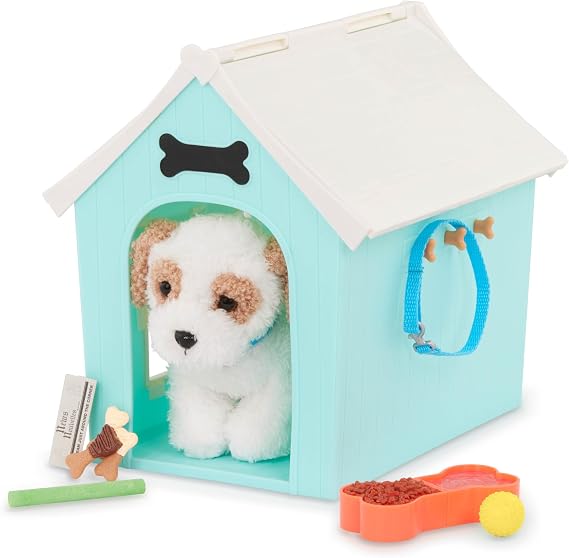 Our Generation - Dog House Playset - Plush Puppy for Dogs 6 Inch - Accessories for 18 Inch Dolls - Pretend Play - Children 3 and Up - Place to