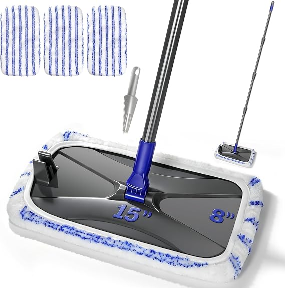 Hardwood Floor Mop,Extended Large Flat Floor Mop with 3 Washable Pads
